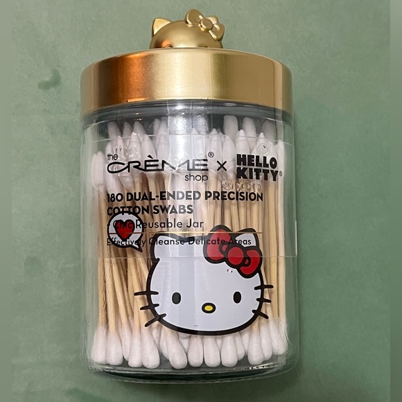 *BRAND NEW* Hello Kitty Reusable Glass Jar with Cotton Swabs - Picture 2 of 4